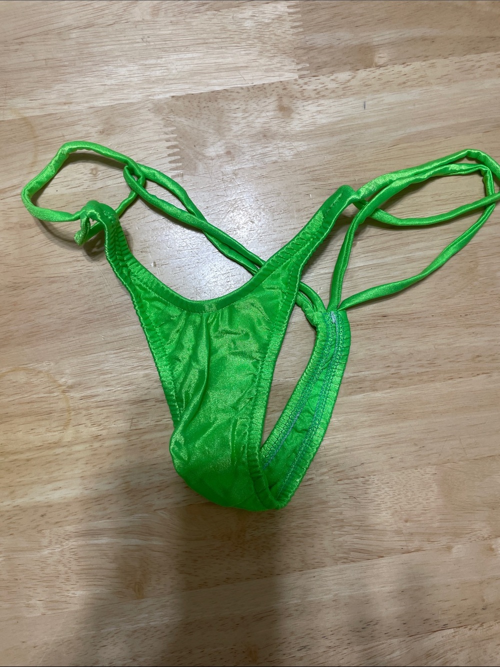 Neon Green Women's String Bikini Bottom - Sleek Minimal Coverage